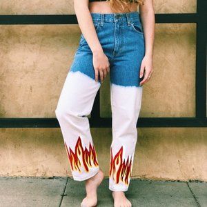 Carmar Denim Marietta High Rise Boyfriend Non-Stretch Ombre Flames Rare LF Find